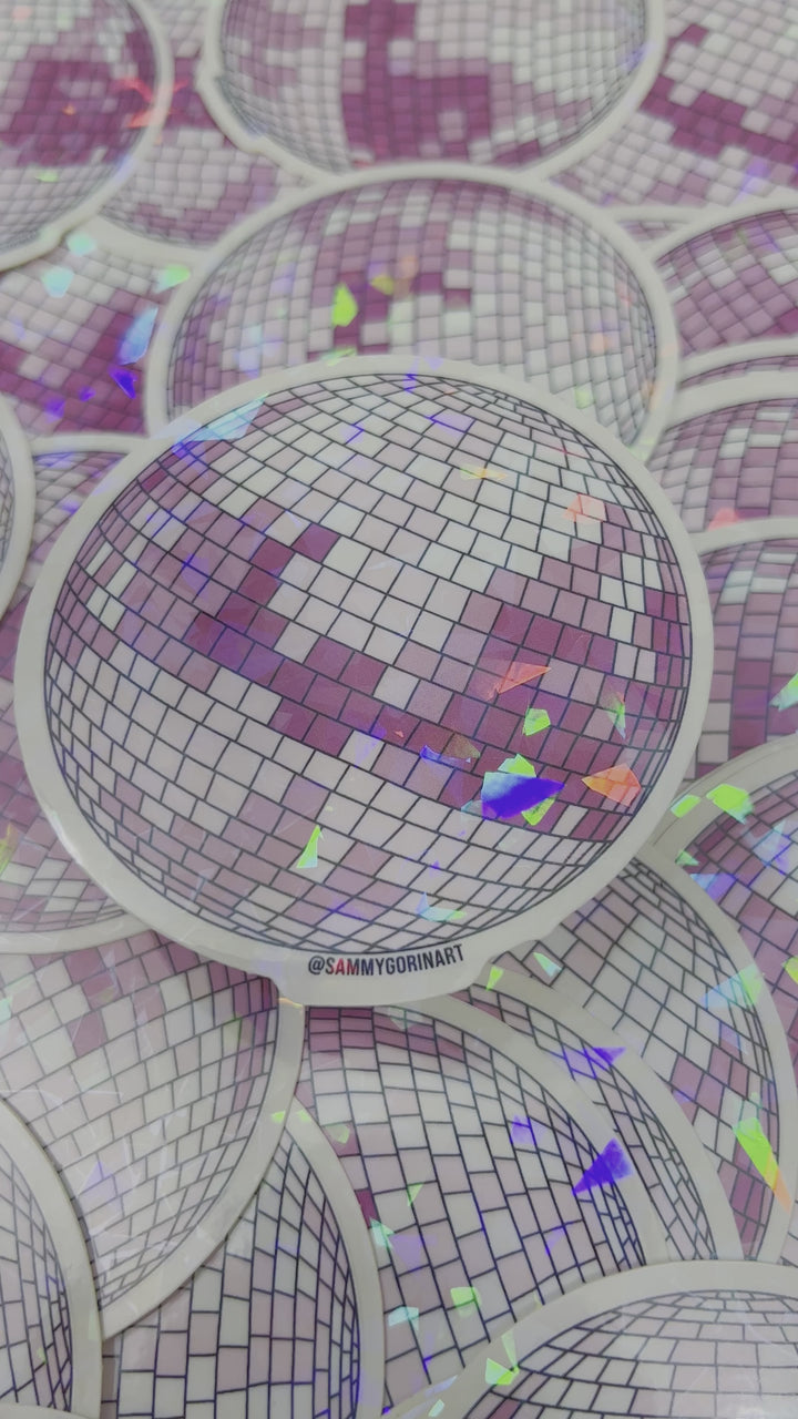 Cracked Holographic Disco Ball Sticker