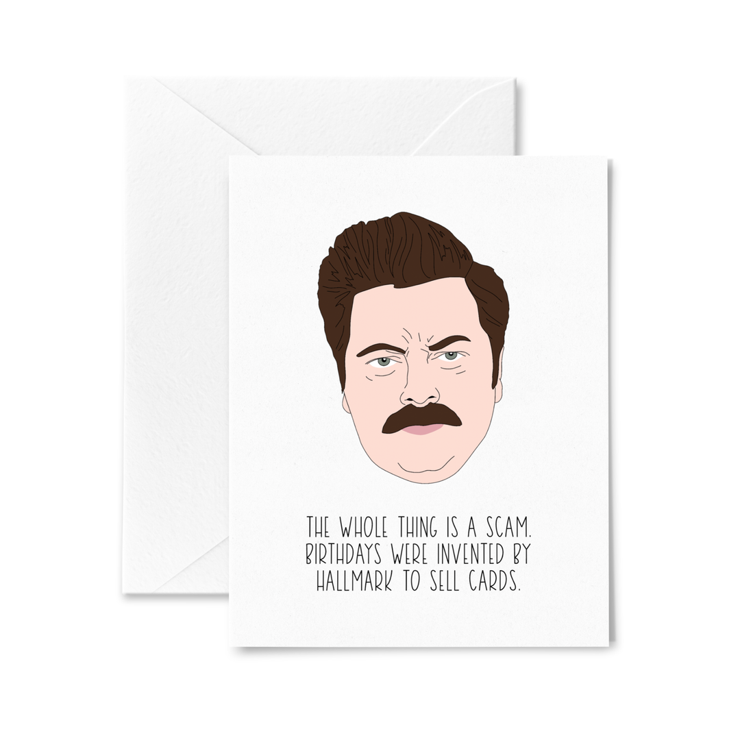Ron Swanson Birthday Card - Sammy Gorin Art