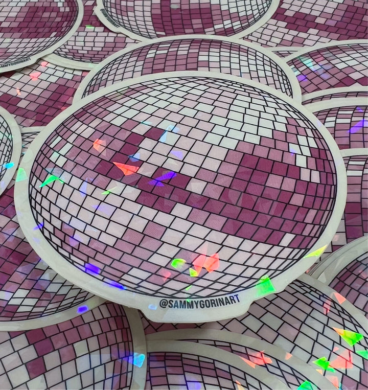 Cracked Holographic Disco Ball Sticker